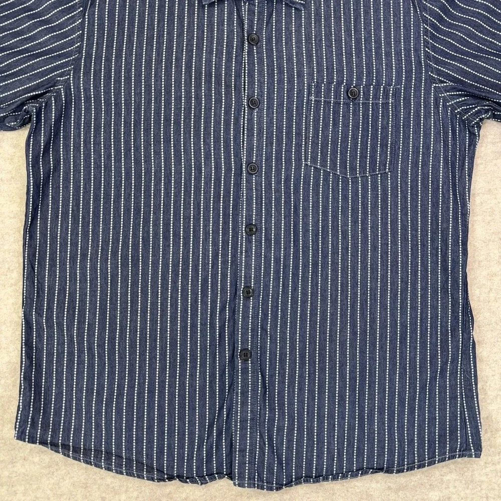 LC King Wabash Stripe Short Sleeve Shirt Mens XXL Blue Workwear USA Made Denim